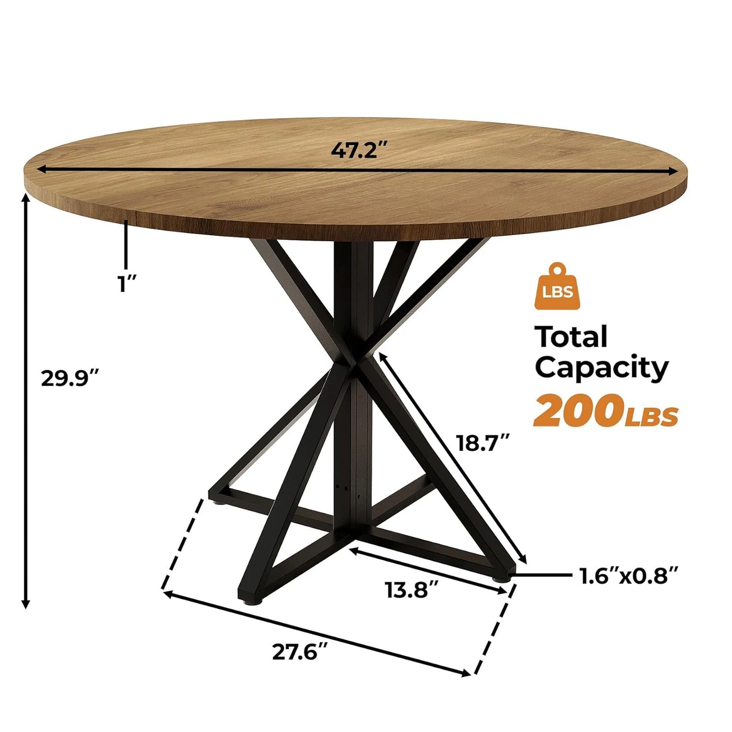Twister.Ck Round Dining Table Featuring Wood Top And Metal Pedestal