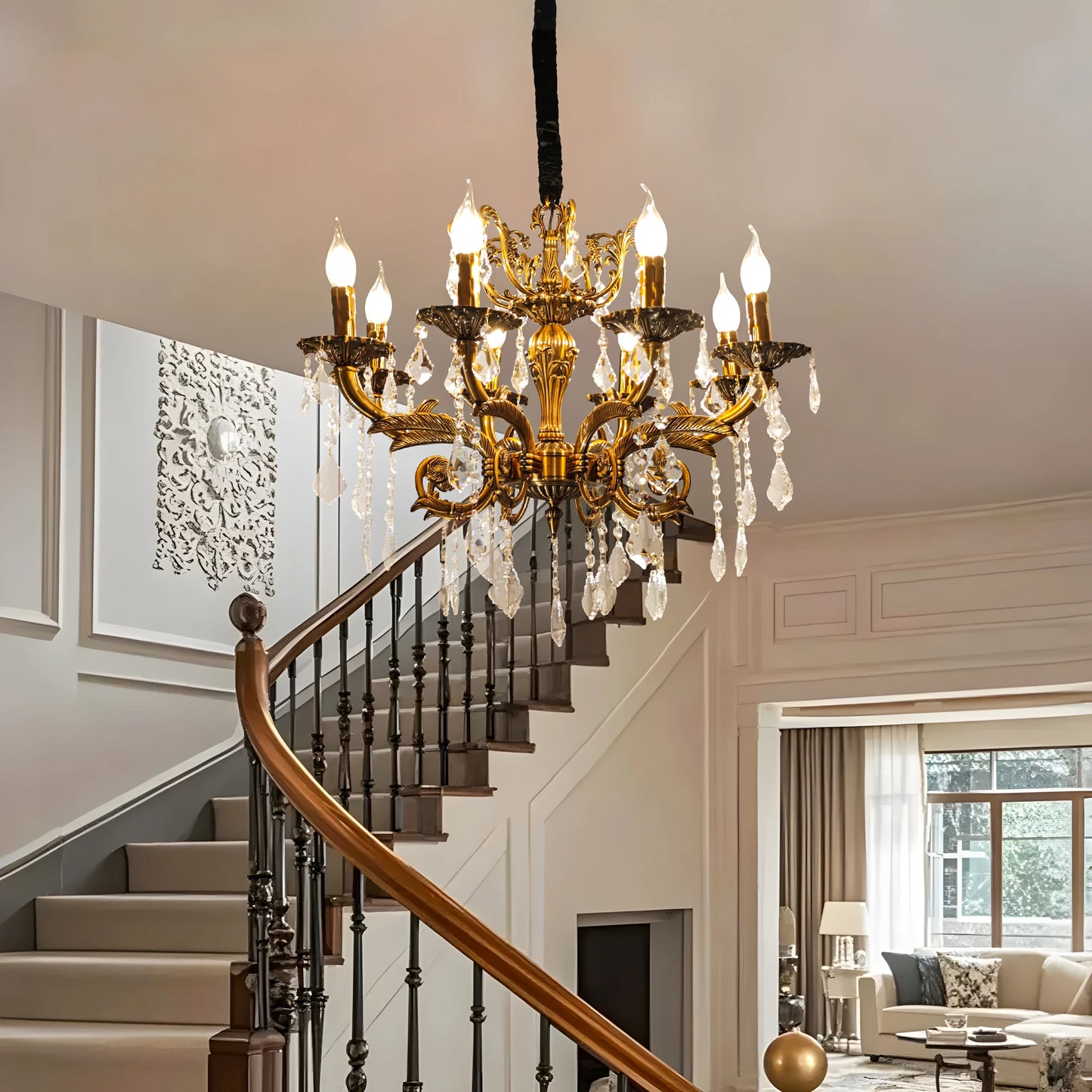 Vintage Polished Crystal Chandelier Pendant Ceiling Light Fixture