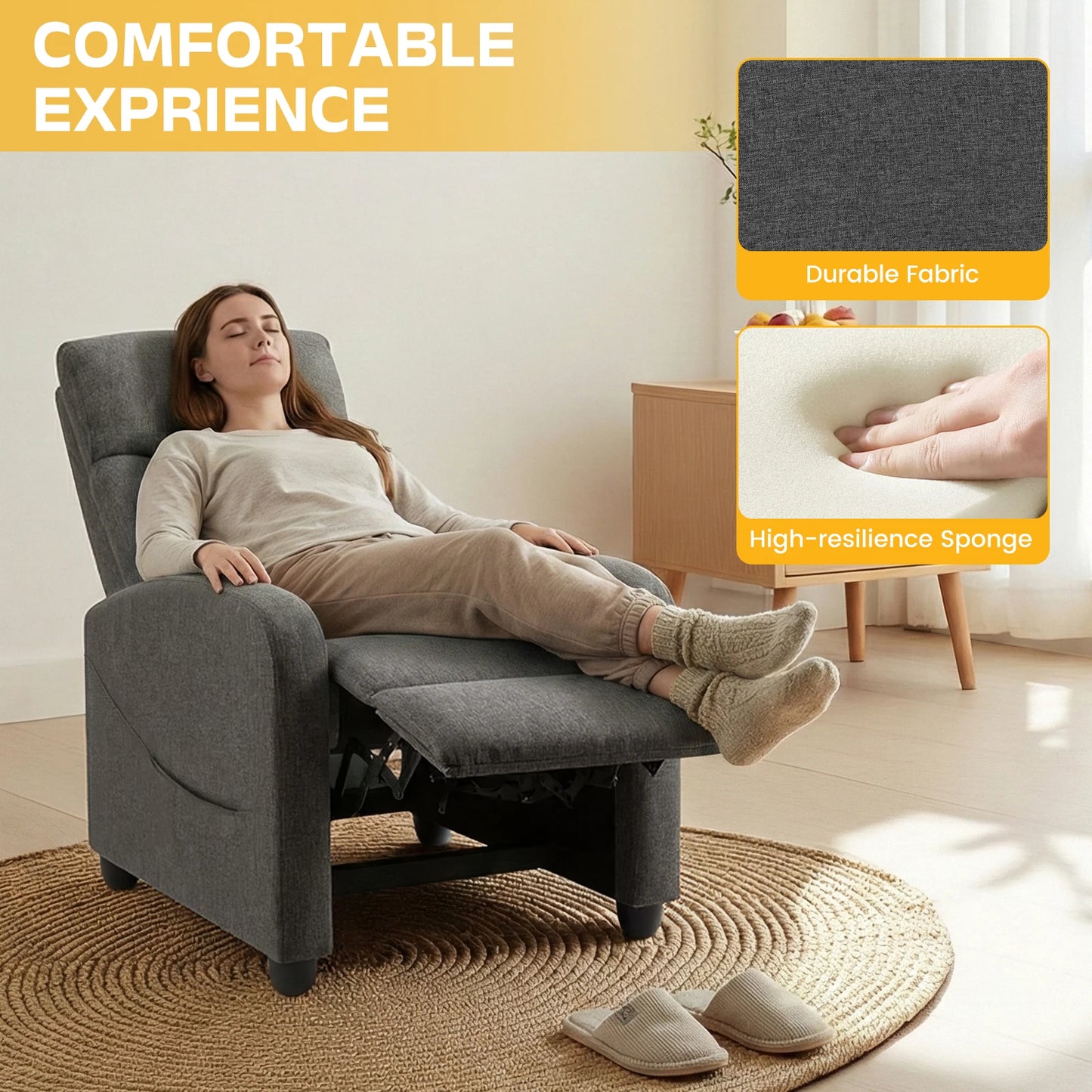 MCQ Modern Recliner Sofa With Lumbar Support for Living Room