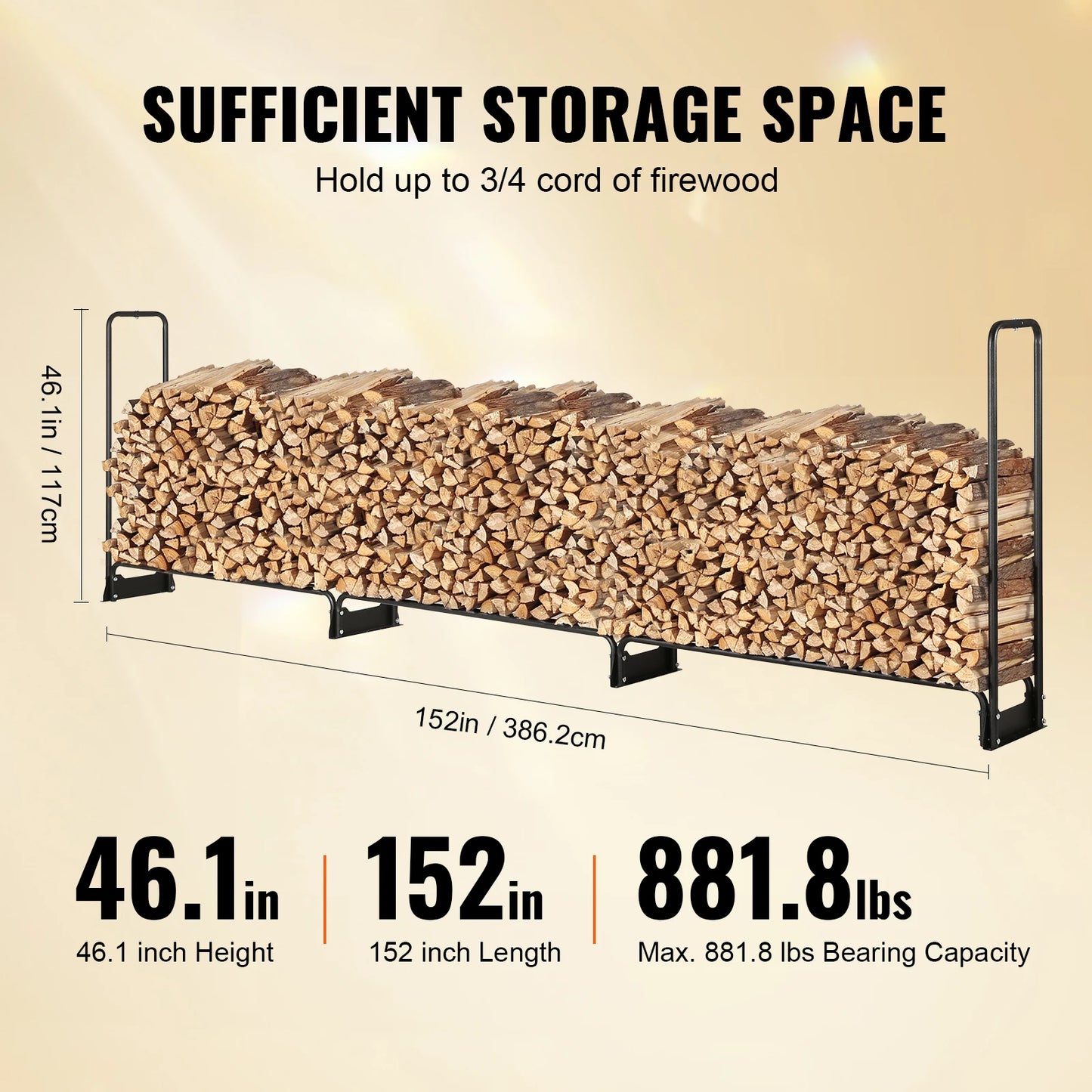 SucceBuy Heavy Duty Outdoor Firewood Rack With Waterproof Cover