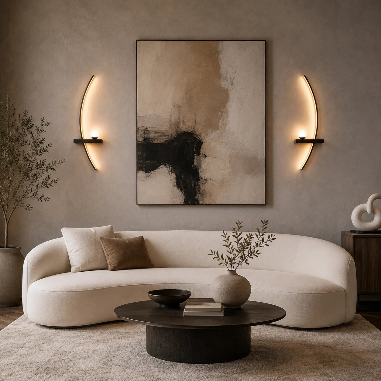 Suckoo Modern Curved LED Wall Sconce With Aluminum Globe