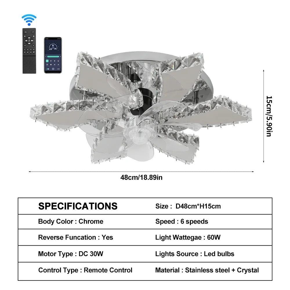 GreeLustr Modern LED Ceiling Fan Light With Retractable Blades