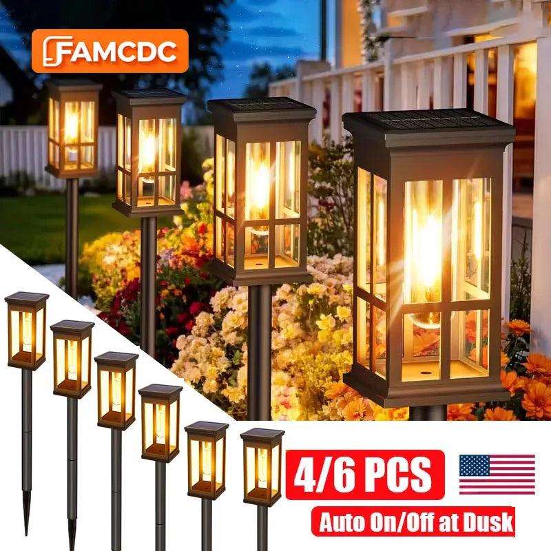 FAMCDC Outdoor Automatic Solar LED Garden Pathway Lights