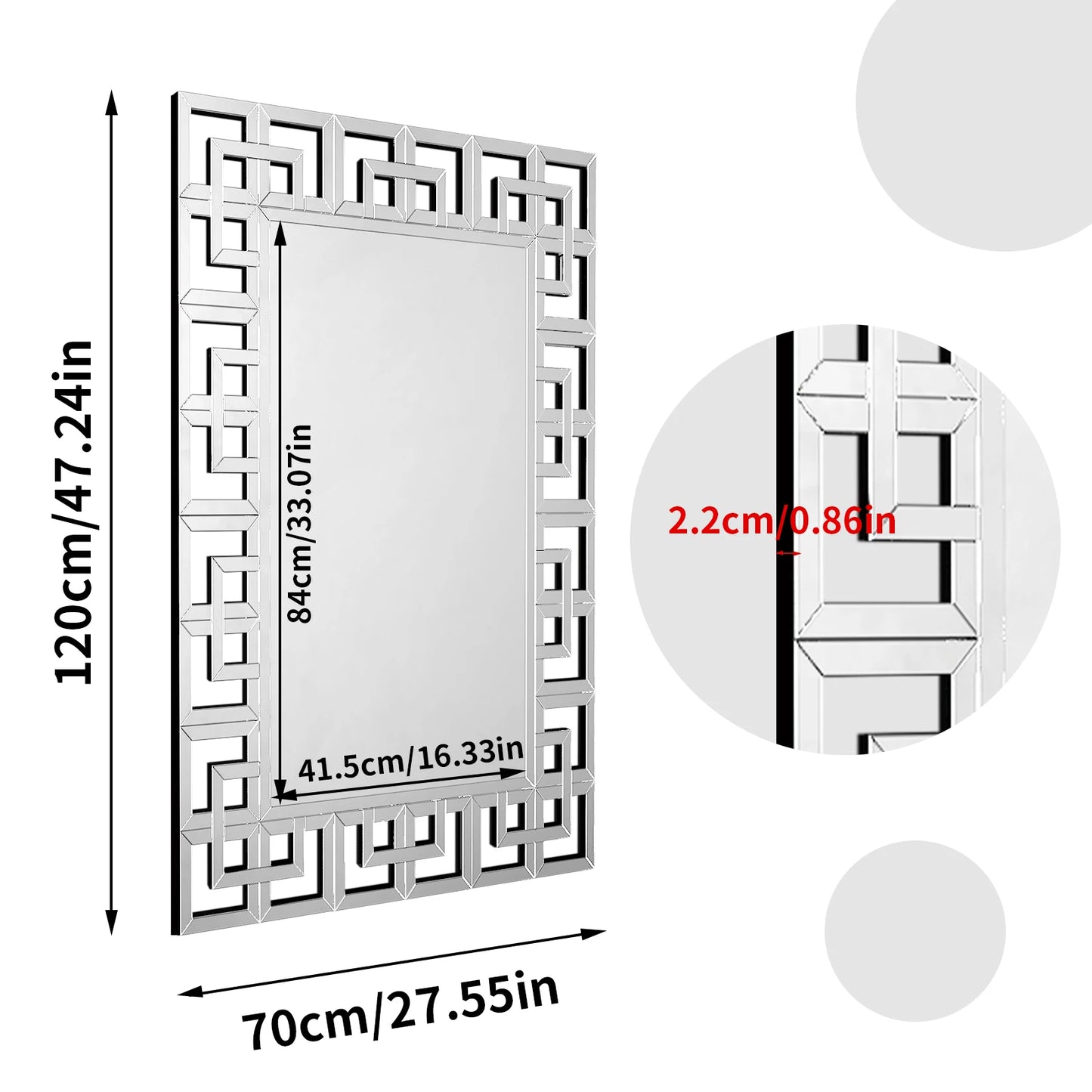 Rectangular Venetian Beveled Glass Wall Mirror For Home Decor