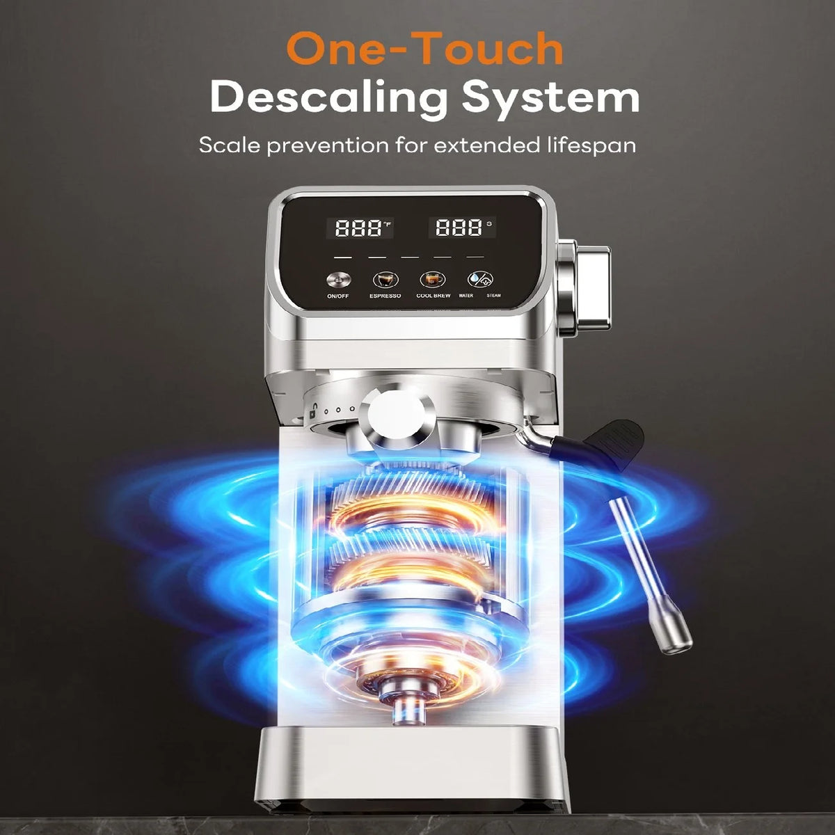 Stainless Steel 20 Bar Espresso Maker With Touchscreen Milk Frother