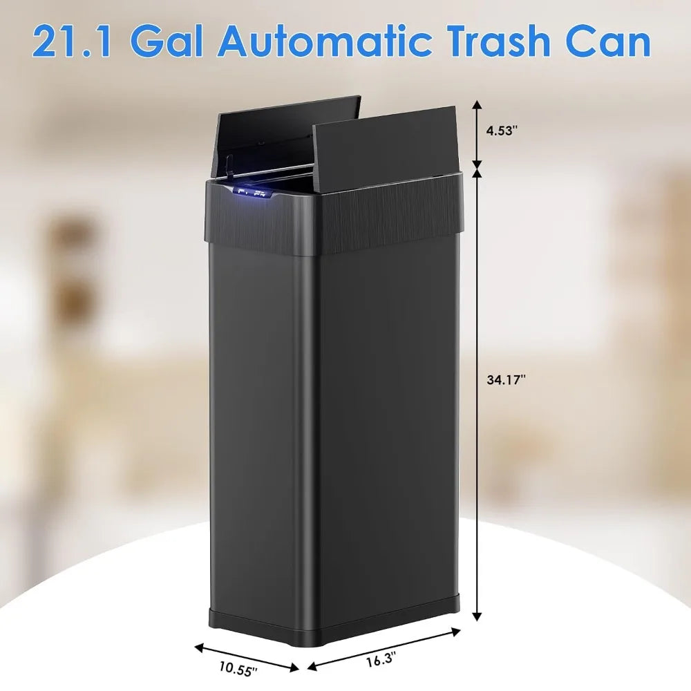 Stainless Steel Smart Trash Can With Motion Butterfly Lid Design