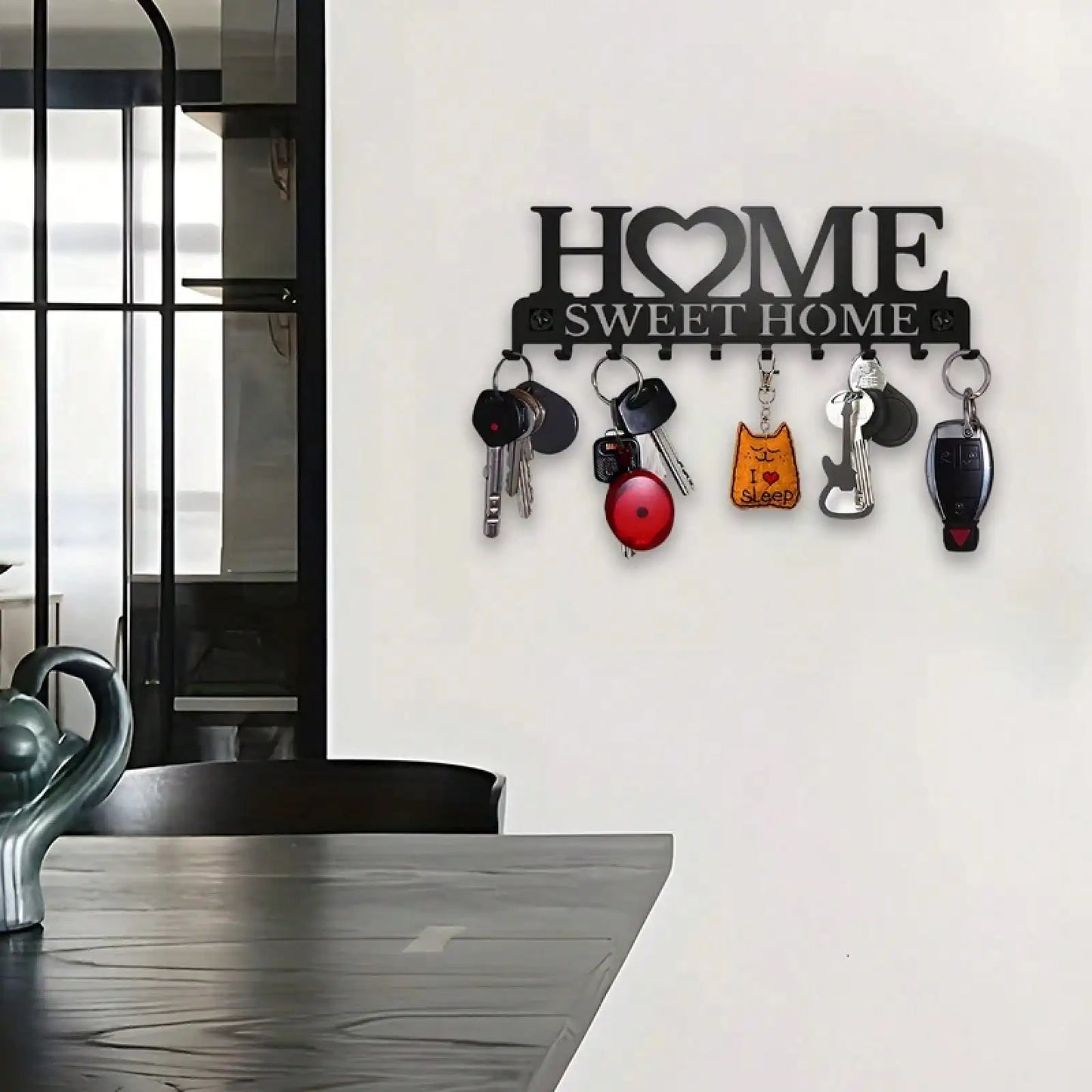 Compact Foldable Wall Mount Key Holder With Ten Hooks