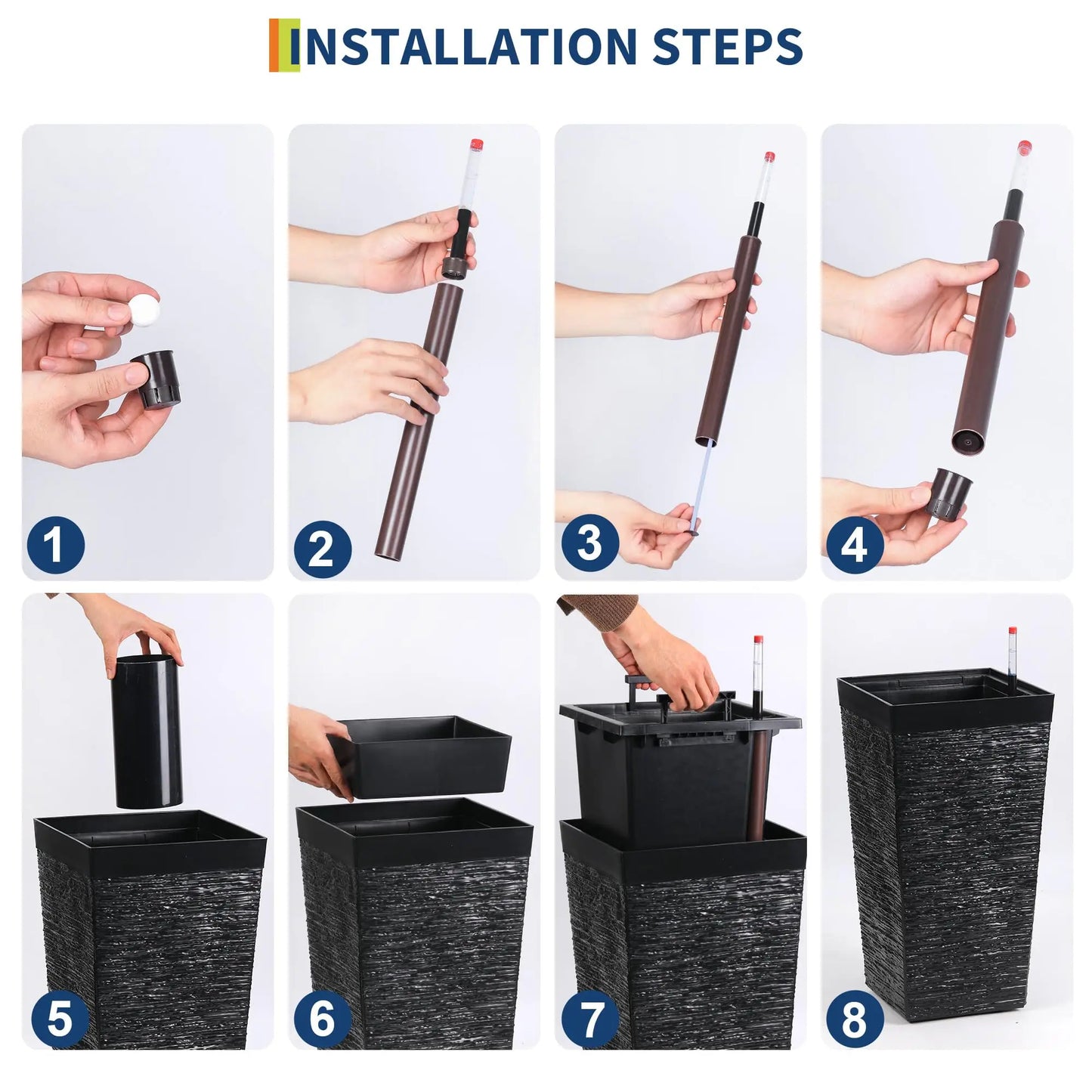 HiMISS Self Watering Tall Planters For Indoor Outdoor Use
