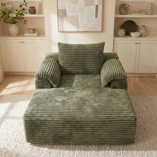 Premium Corduroy Sofa Bed With Removable Pillows And Armrests