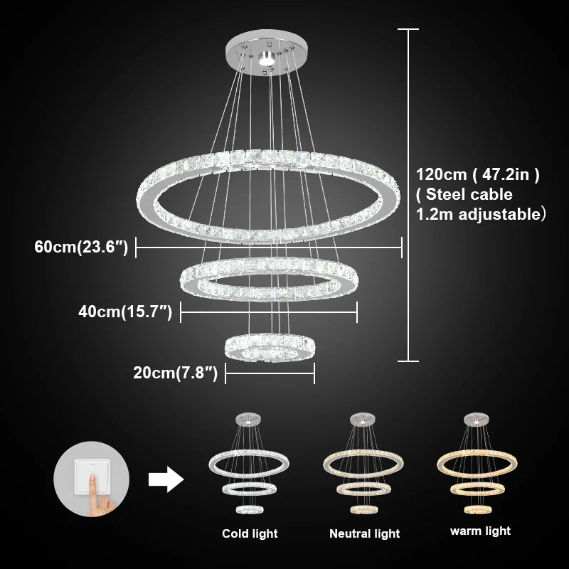 GreeLustr LED Modern Crystal Chandelier Pendant Ceiling Light Fixture