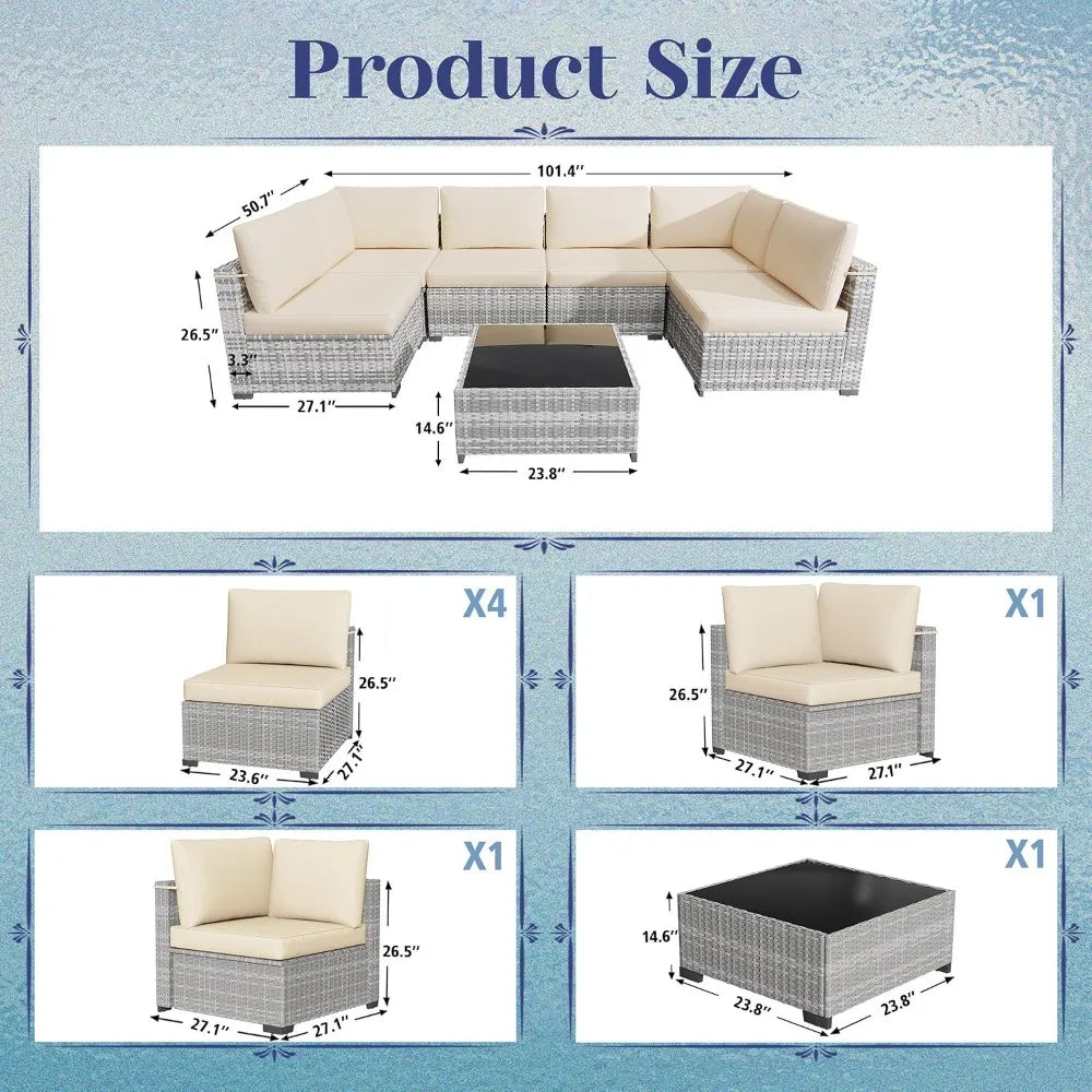 All Weather PE Rattan Modular Patio Sectional Conversation Set