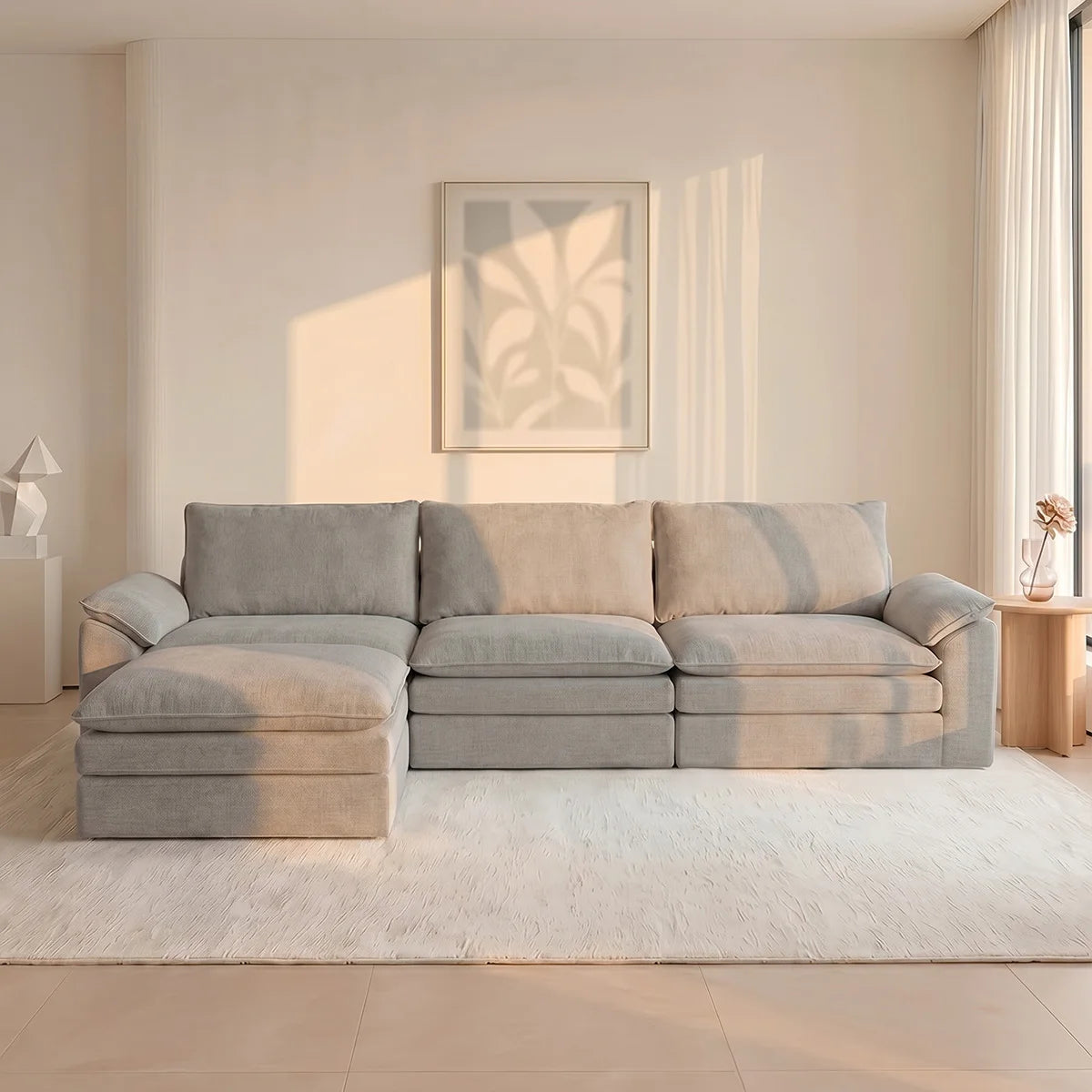 Modern Cloud Modular Sofa Set With Integrated Plush Foam Pillows