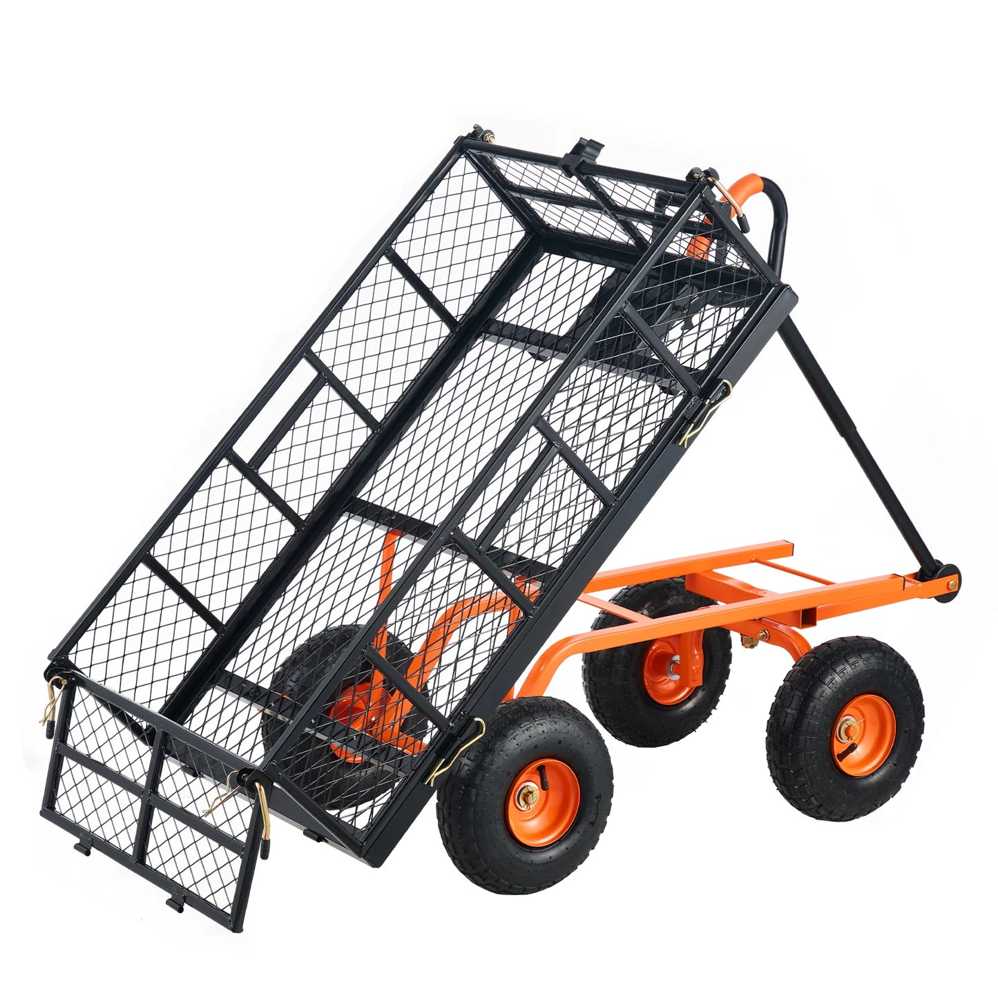 SucceBuy Sturdy Metal Garden Utility Wagon With Simple Assembly