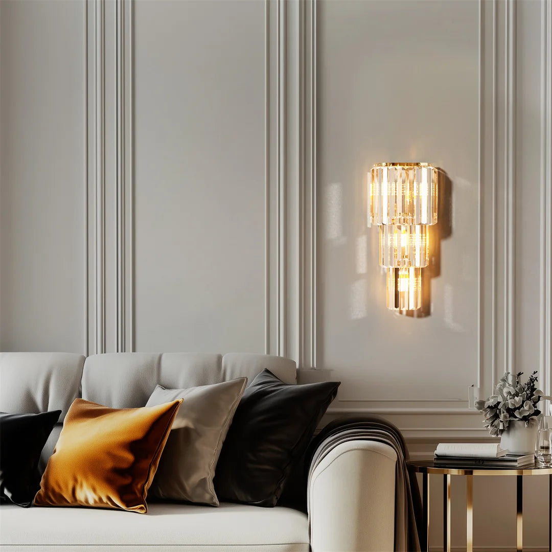 Modern 3 Layer Crystal Wall Sconce E14 Dimmable Led Light