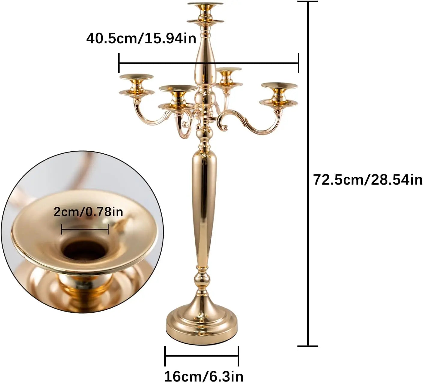 Vincigant Five Arm Metal Candelabra Candle Holder For Centerpieces