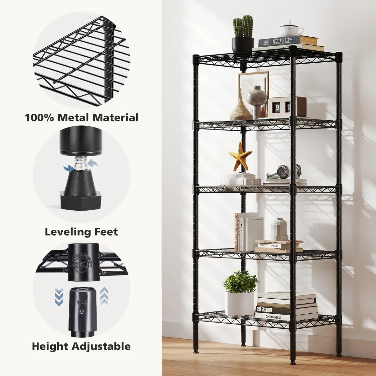 JHK Adjustable Metal Wire Storage Shelving Rack Organizer