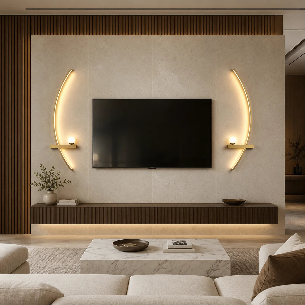 Suckoo Modern Curved LED Wall Sconce With Aluminum Globe