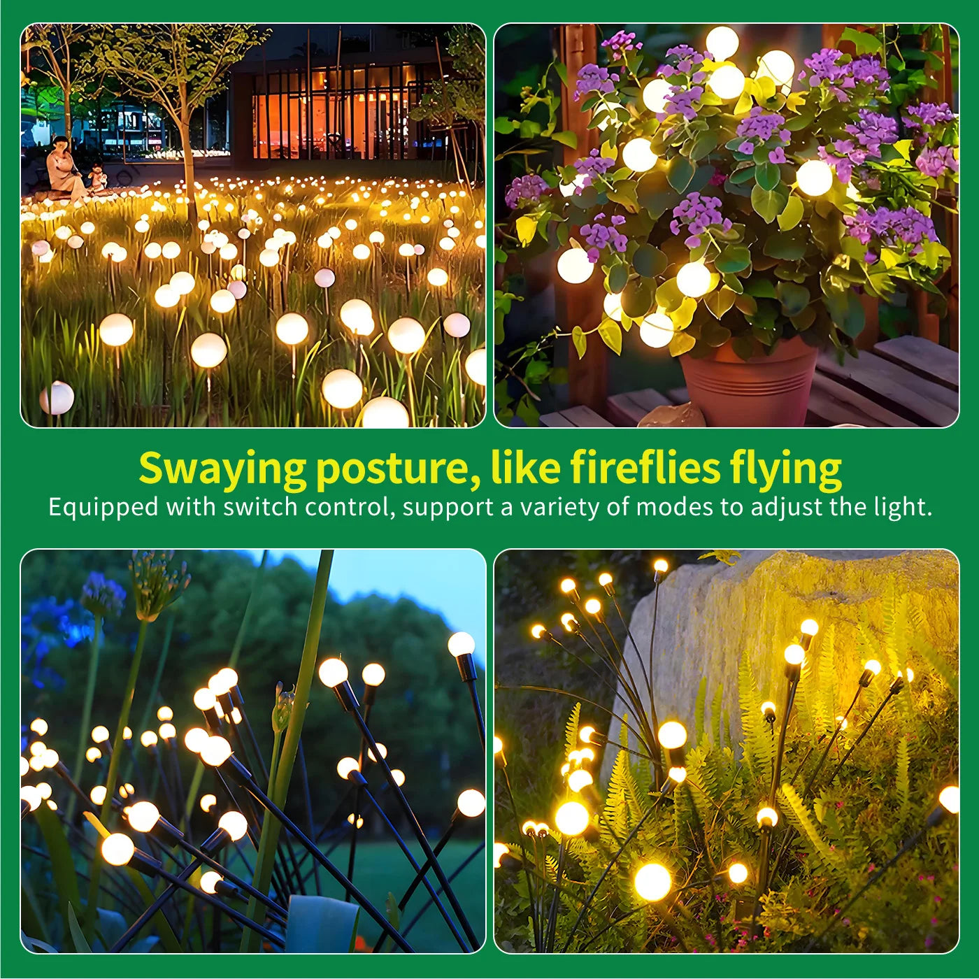 Solar LED Firefly Garden Lights Waterproof Outdoor Patio Decor