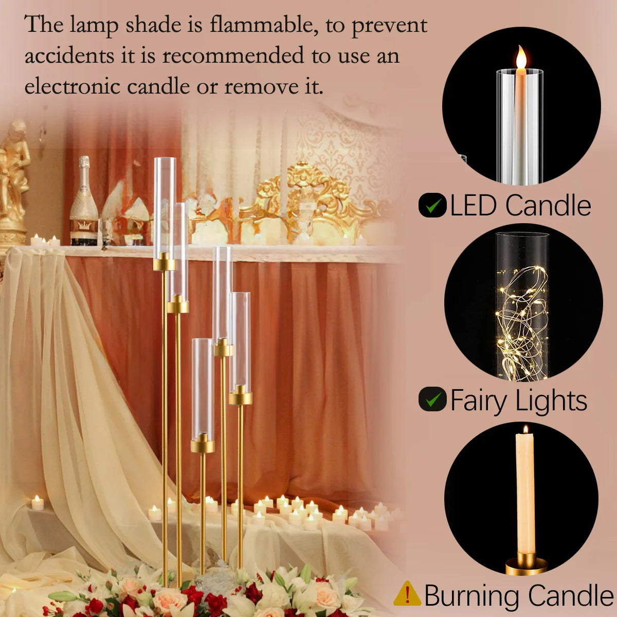 Vincigant Floor Candelabra With Acrylic Shade Wedding Decoration