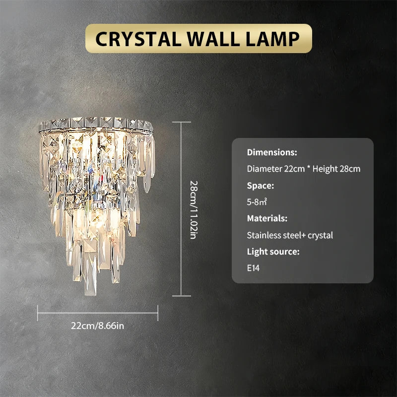 Modern Crystal Wall Light For Bedroom Hallway And Dining Areas