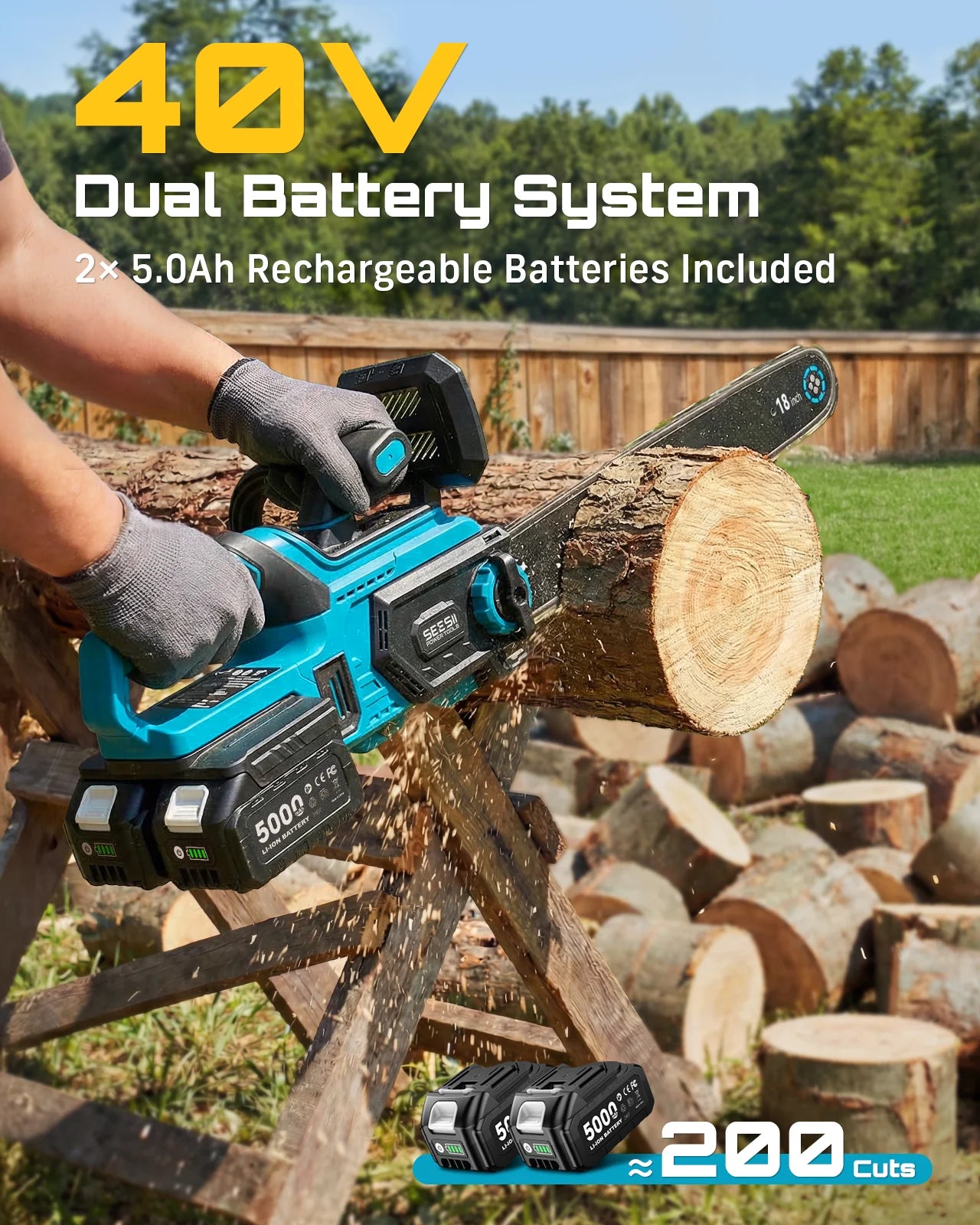 Seesii Cordless Brushless Chainsaw With Automatic Oiler System
