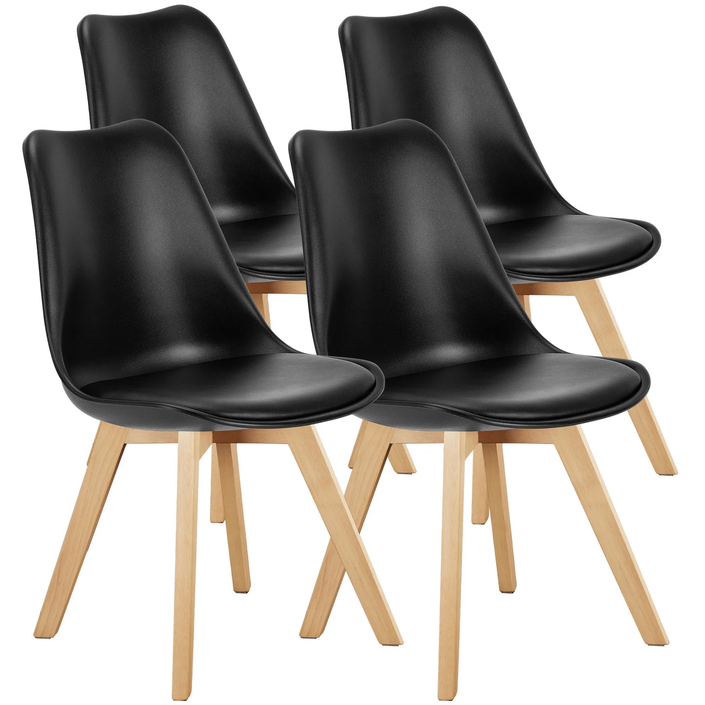JHK PU Leather Dining Chairs With Comfortable Wooden Legs