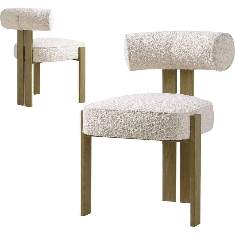 HiMISS Modern Boucle Dining Chairs With Ergonomic Curved Back