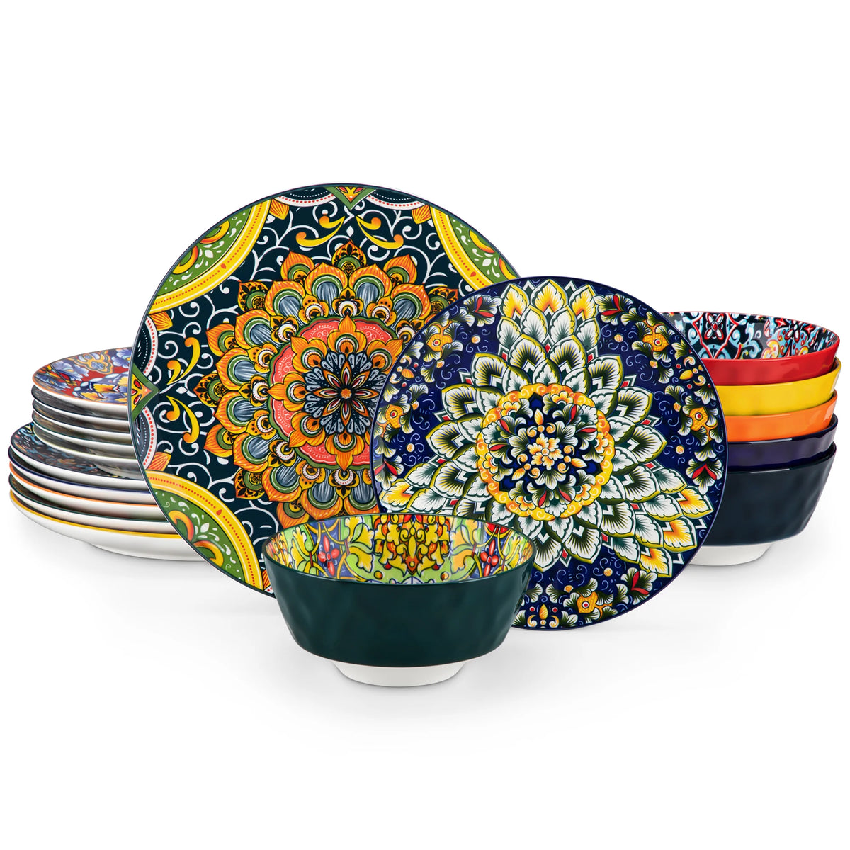 Malacasa Bohemian Stoneware Ceramic Dinnerware Collection