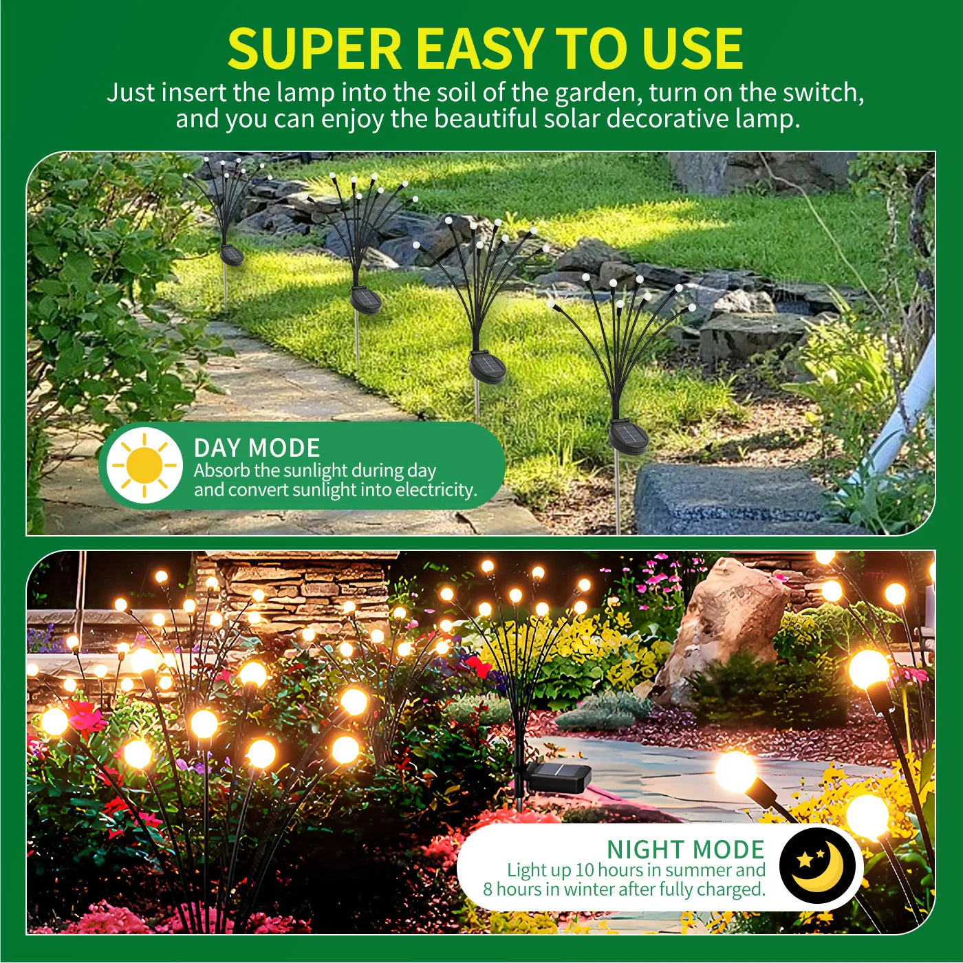Solar LED Firefly Garden Lights Waterproof Outdoor Patio Decor