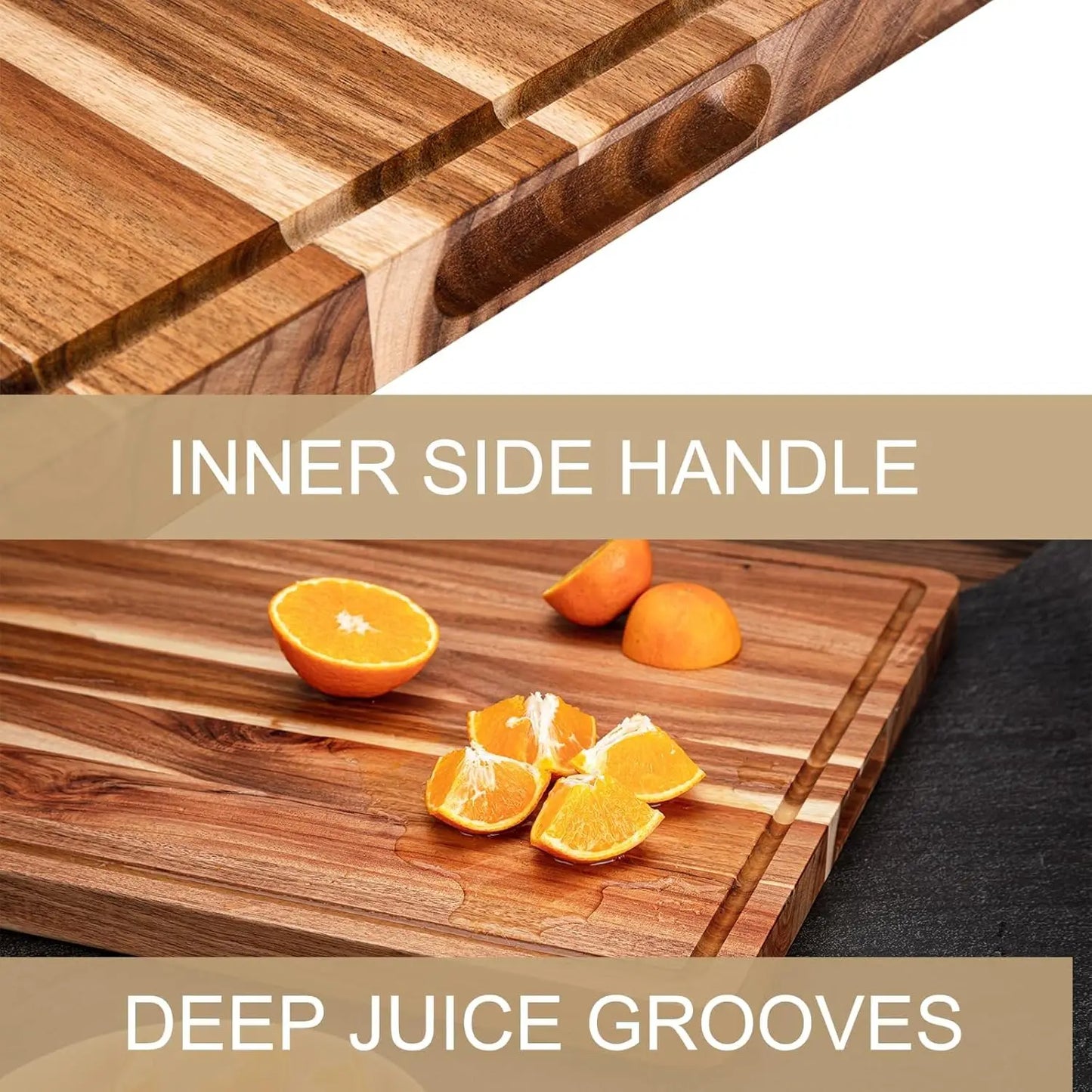 Twister.CK Reversible Wood Cutting Board With Juice Groove