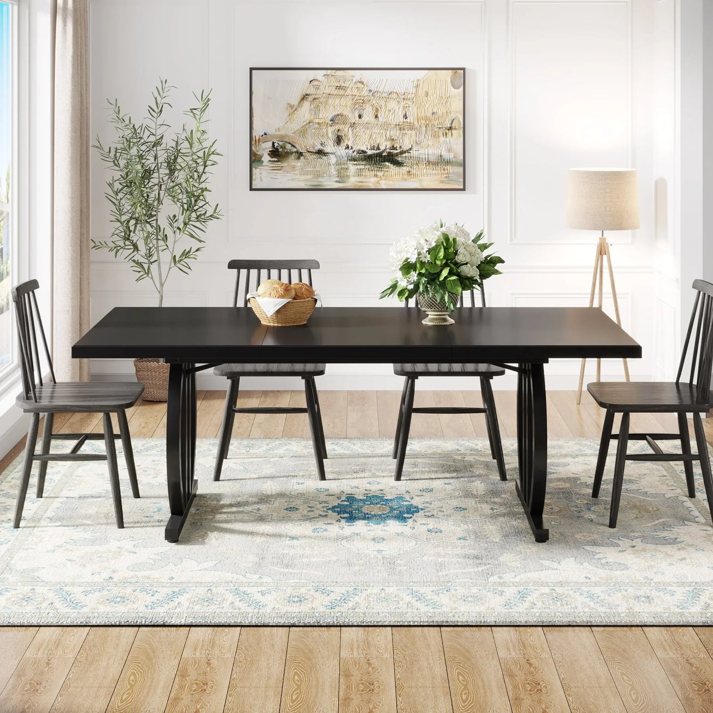 Tribesigns Modern Industrial Dining Table With Sturdy Metal Frame