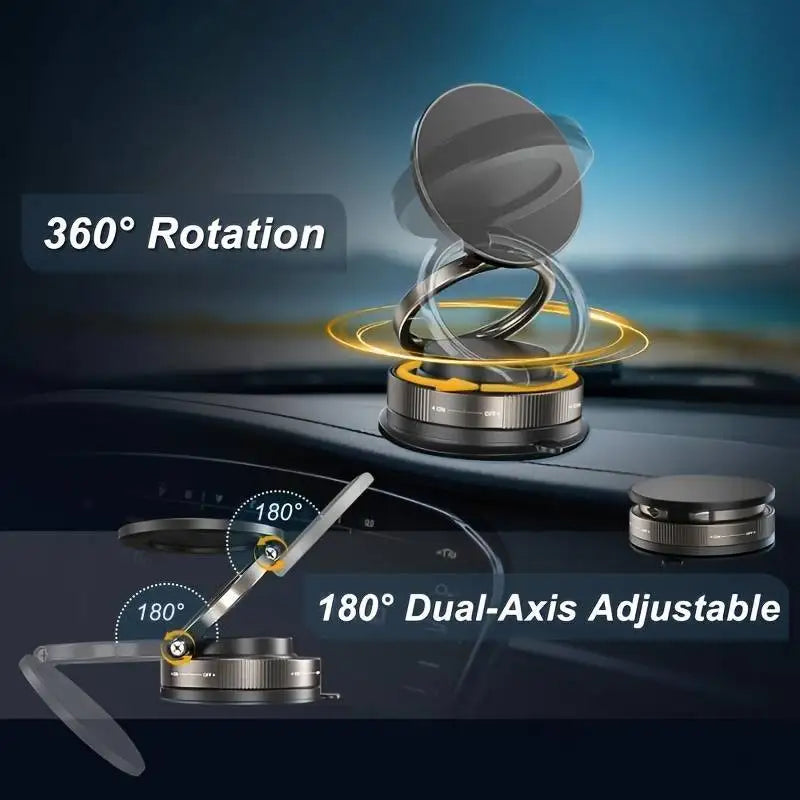 Vacuum Magnetic Phone Holder Foldable Adjustable 360 Rotation Car Dashboard Mount