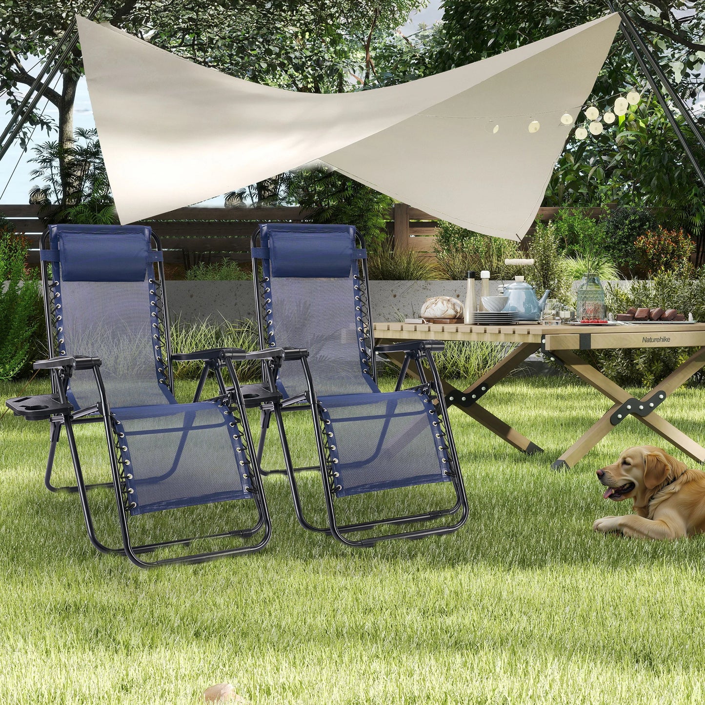 JHK Zero Gravity Outdoor Folding Recliner Chairs With Cup Holder