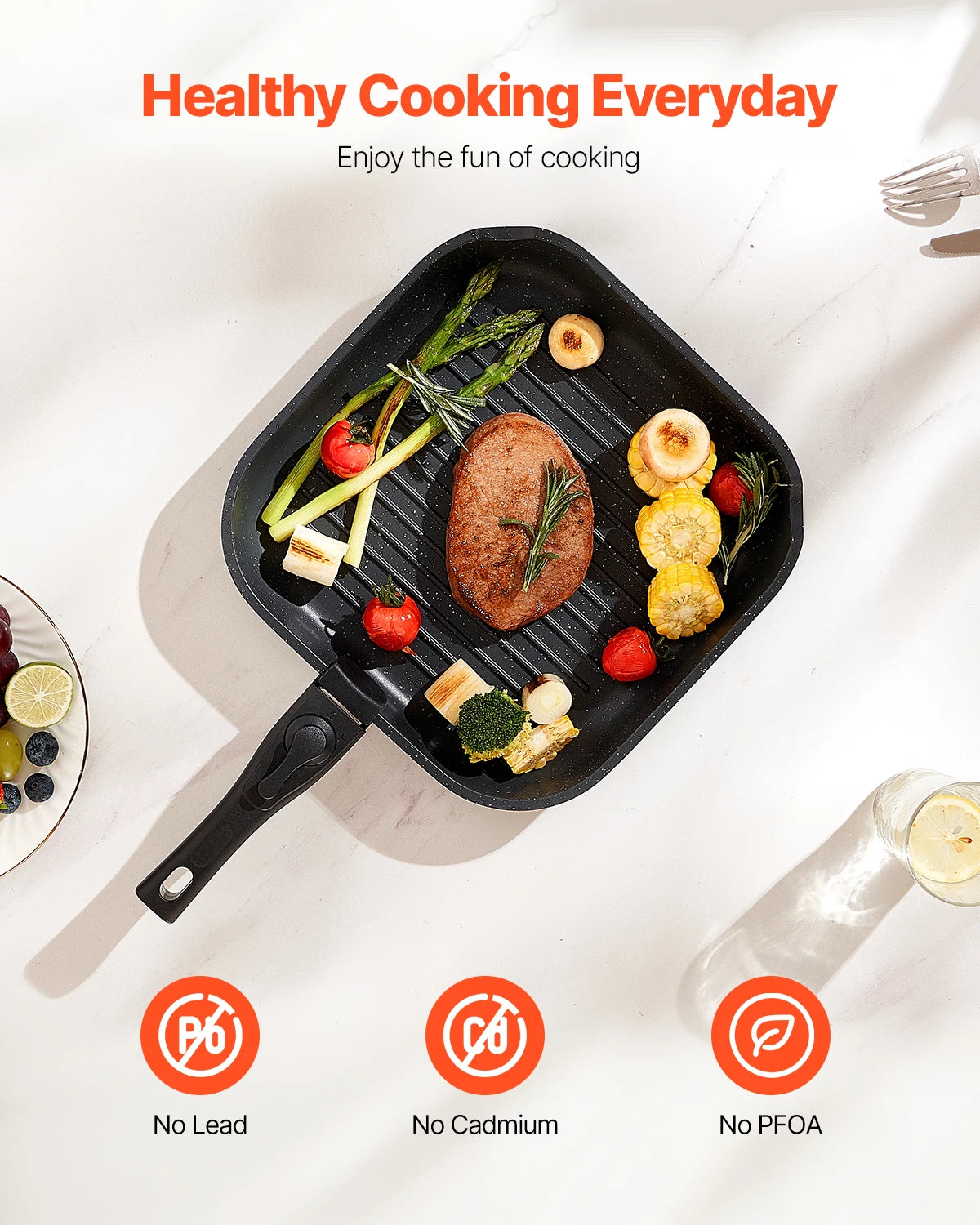SucceBuy Nonstick Granite Cookware Set Featuring Frying Sauce Saute Pans