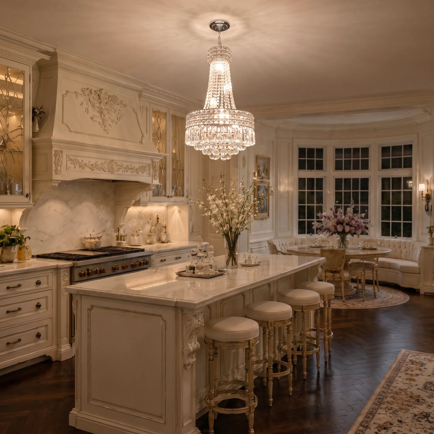 Round Dimmable Crystal Chandelier With Iron Body And E14 Base