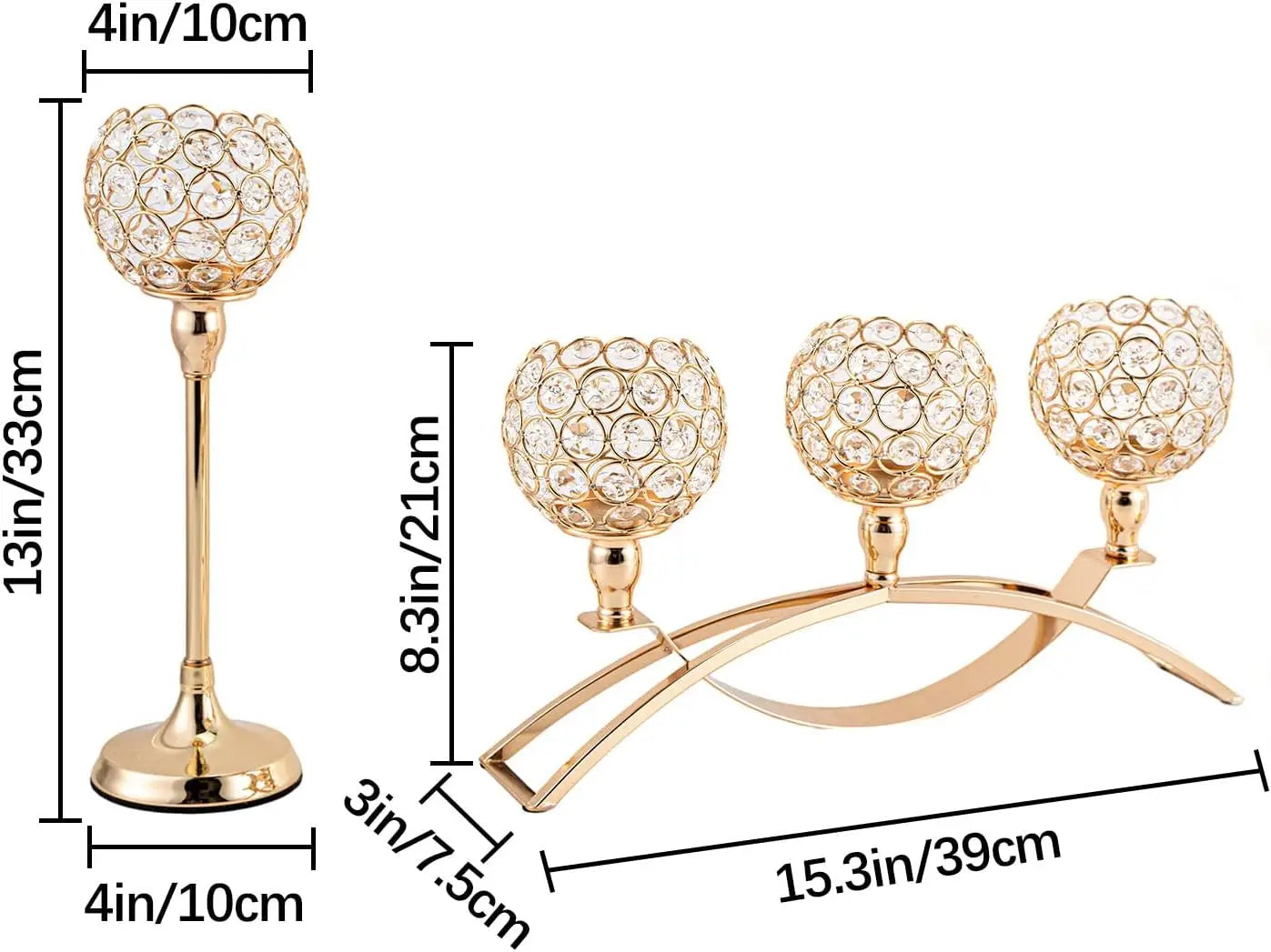 Triple Arm Tealight Candelabra Stand For Wedding Table Centerpiece Decor