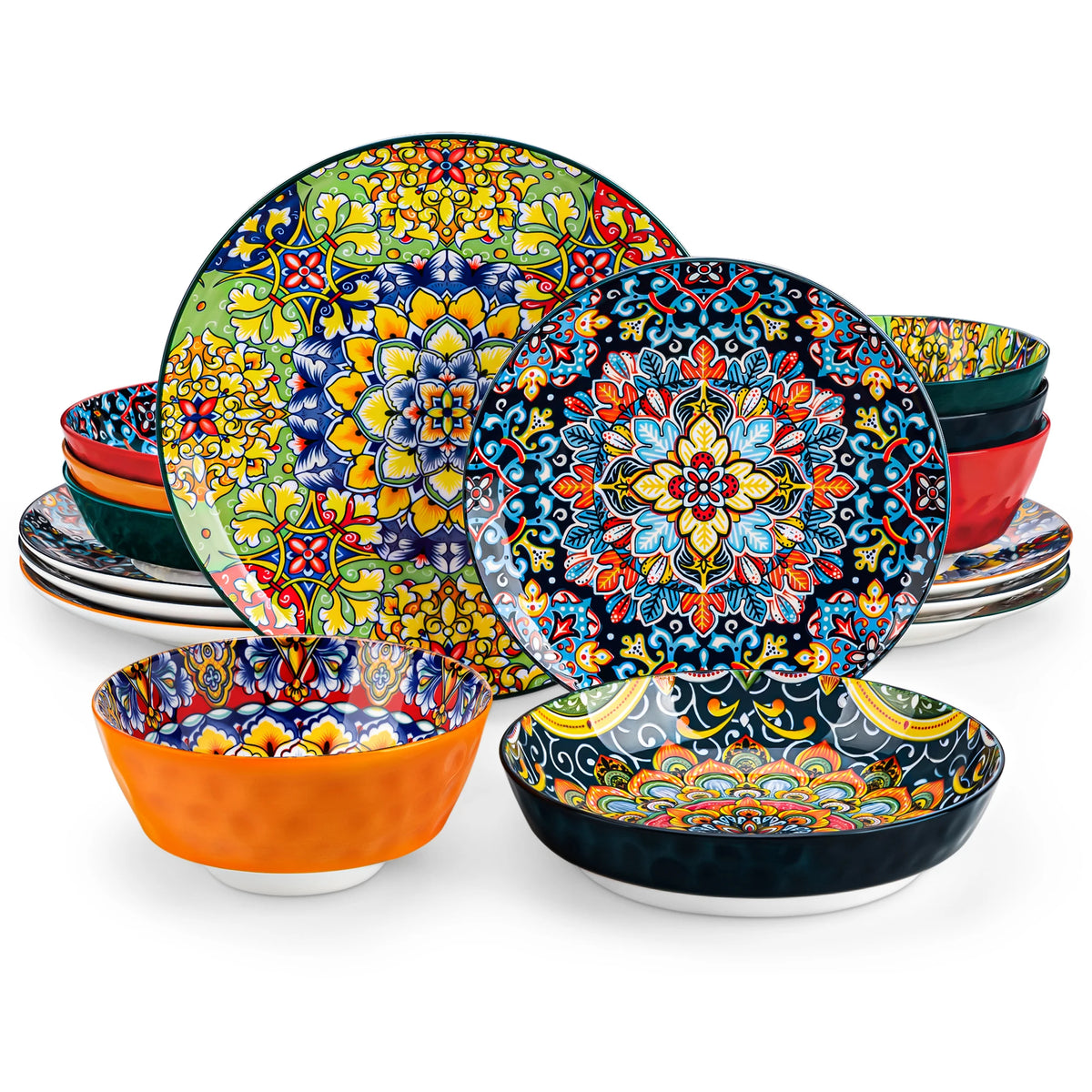 Malacasa Bohemian Stoneware Ceramic Dinnerware Collection