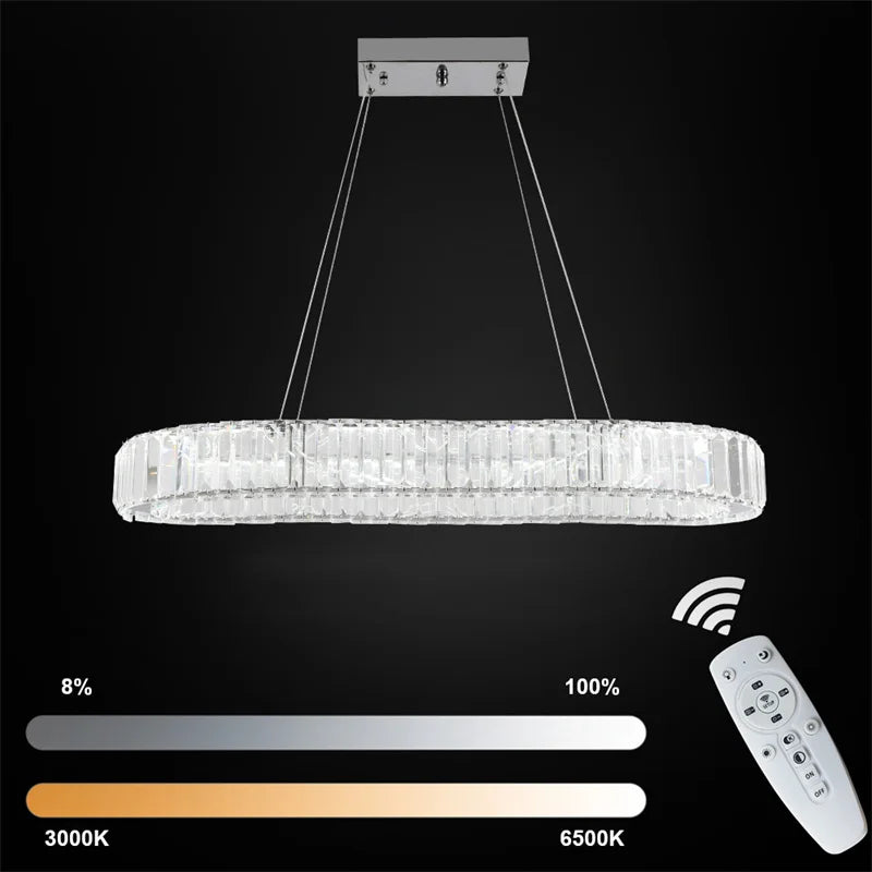 GreeLustr LED Modern Crystal Chandelier Pendant Ceiling Light Fixture