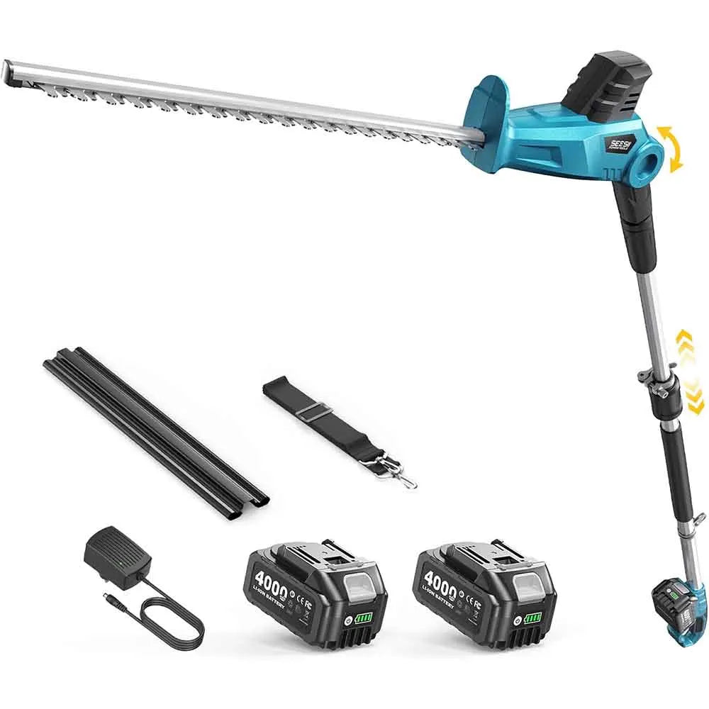 Seesii Cordless Electric Pole Hedge Trimmer Dual Action Blade