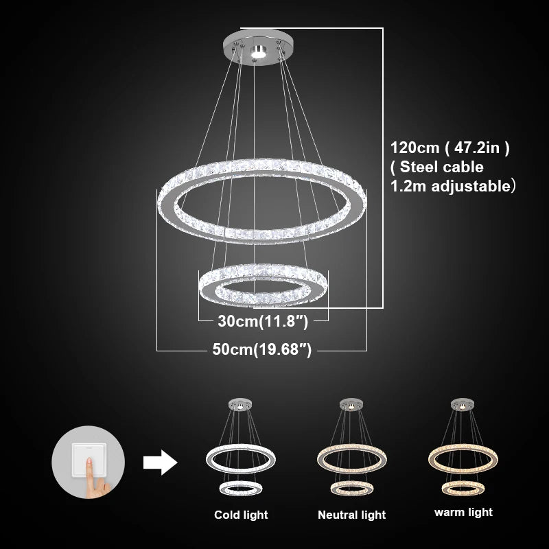 GreeLustr LED Modern Crystal Chandelier Pendant Ceiling Light Fixture