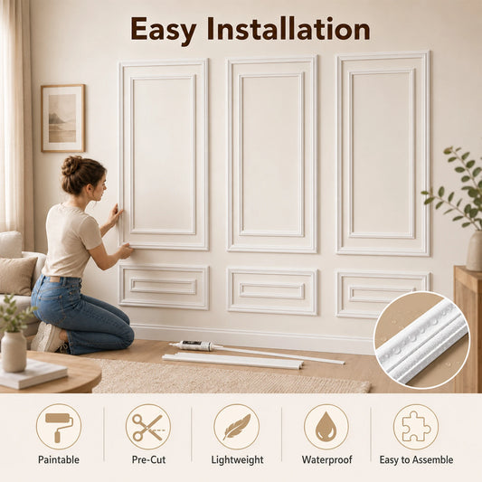 Peel And Stick Pre Cut Wainscoting Wall Molding Kit