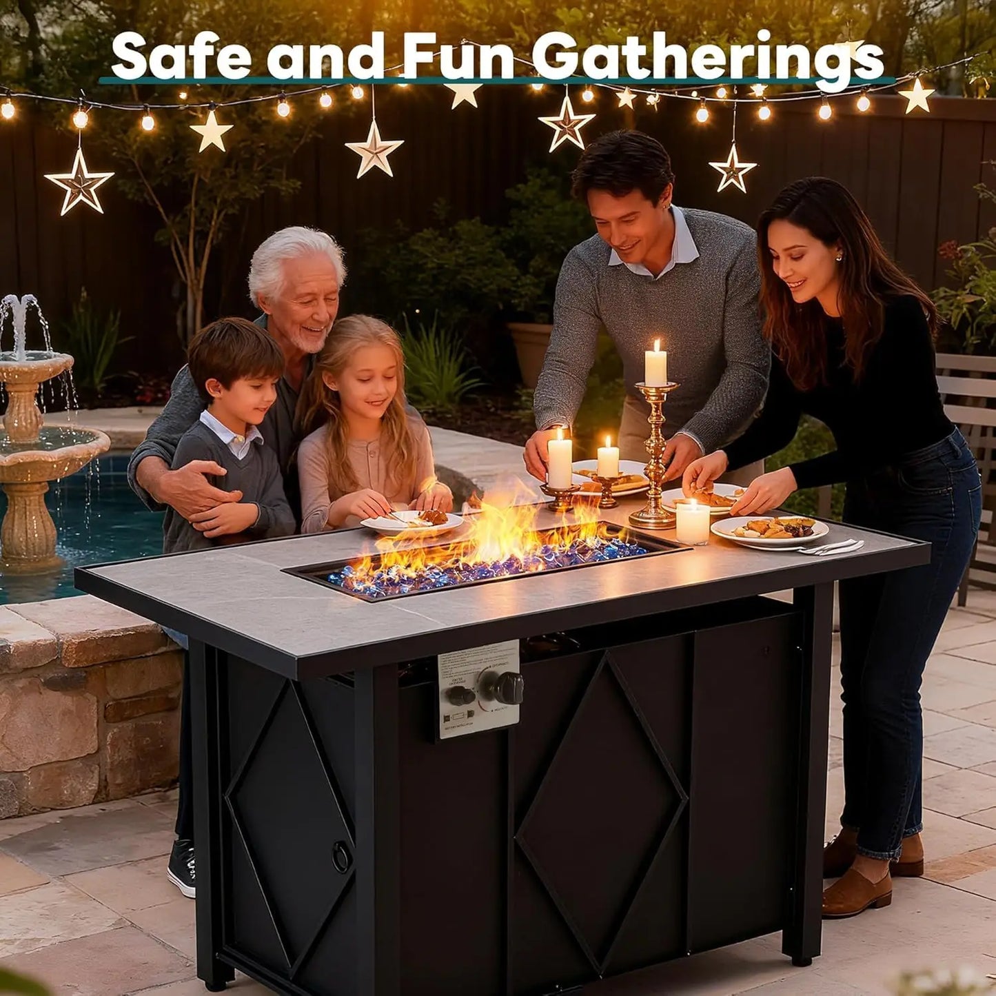 JHK Modern Propane Fire Pit Table For Outdoor Use