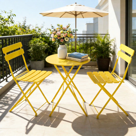 TUAREX Folding Steel Bistro Set For Outdoor Patio Furniture