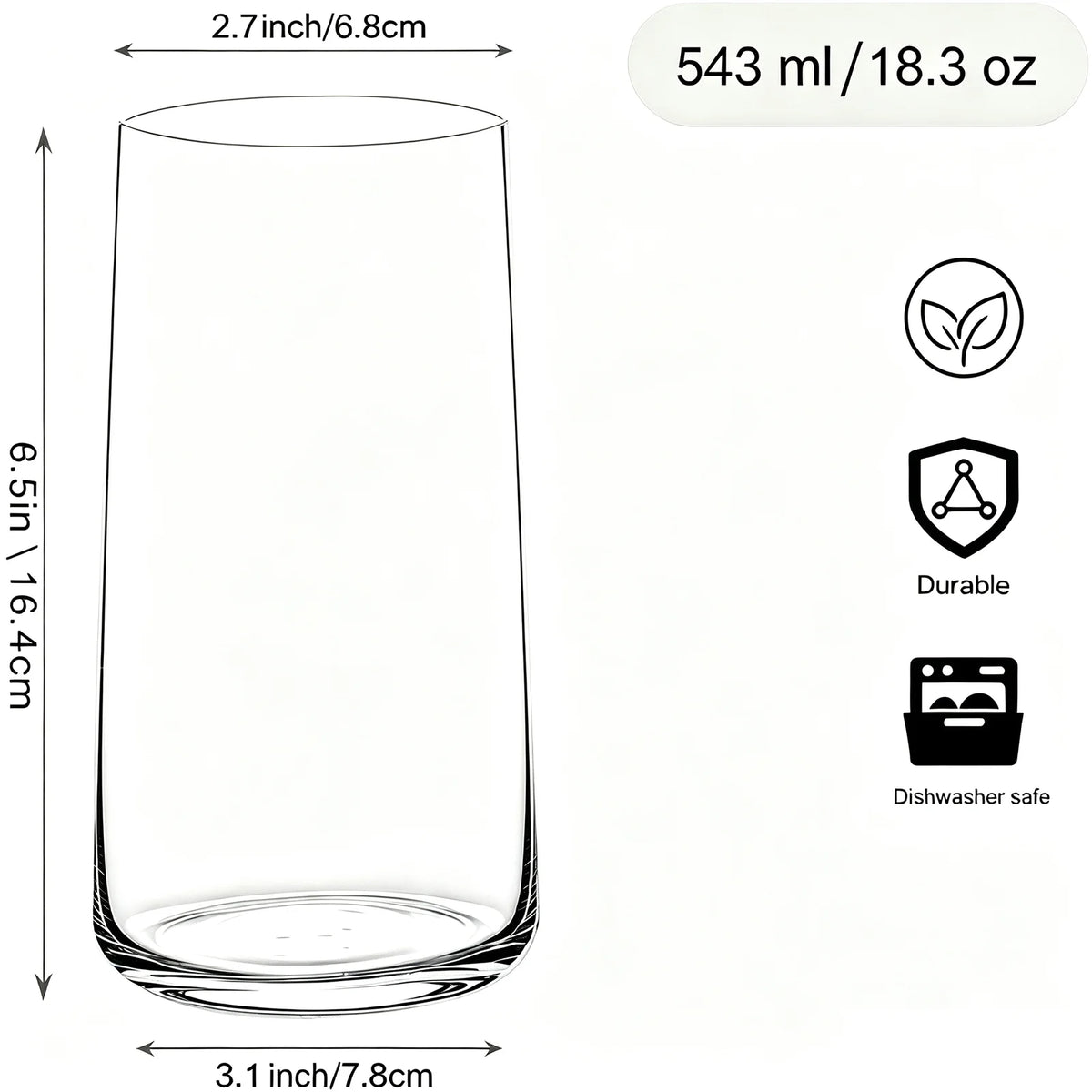 Premium Lead Free Highball Glasses Set Of Six For Home Dining