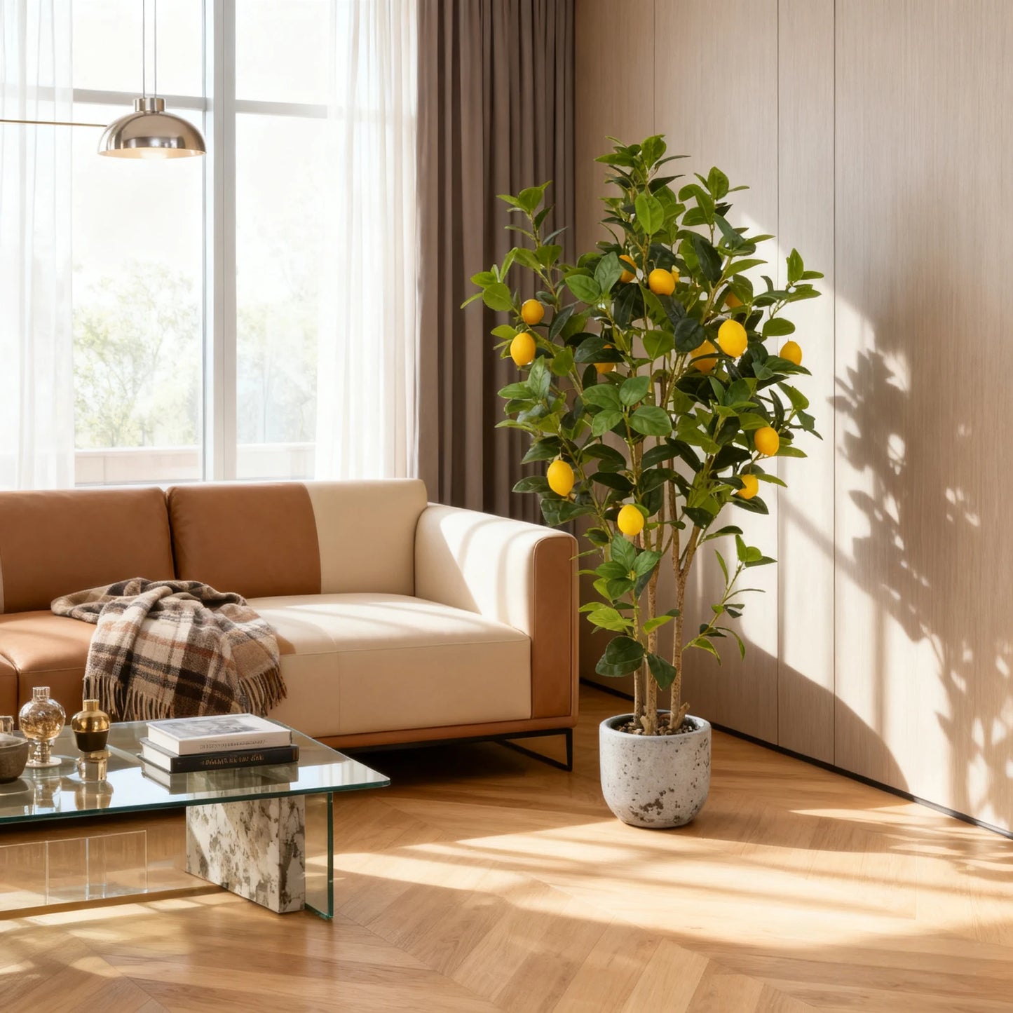 Realistic Artificial Lemon Tree For Modern Indoor Home Office Decor