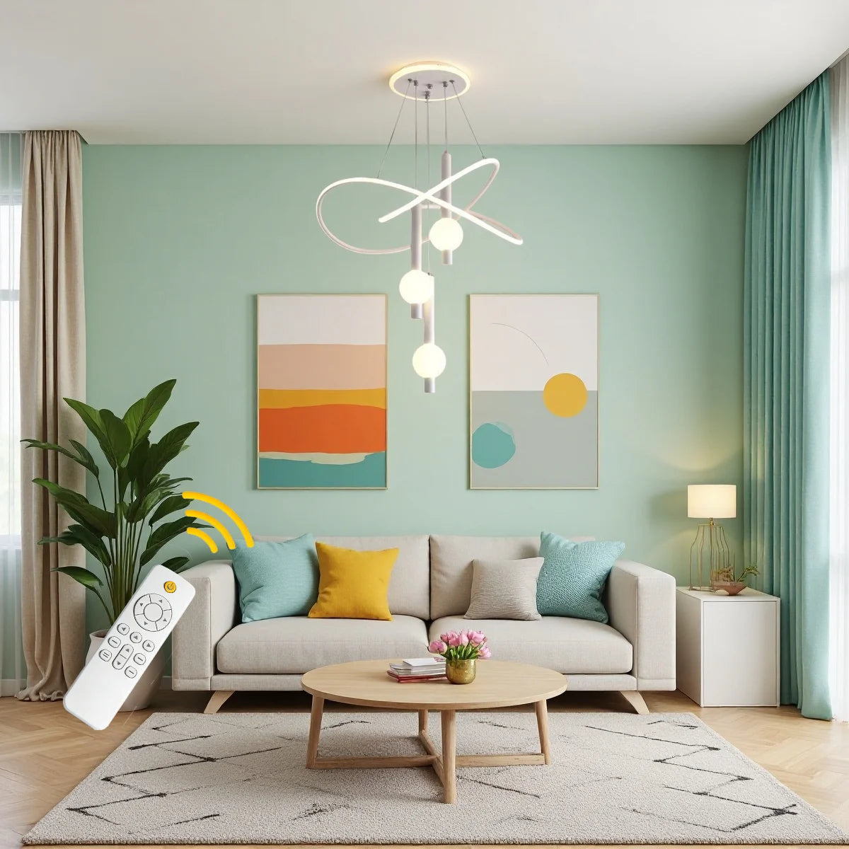 Lollipop LED Pendant Light With Dimmable Remote Control Fixture