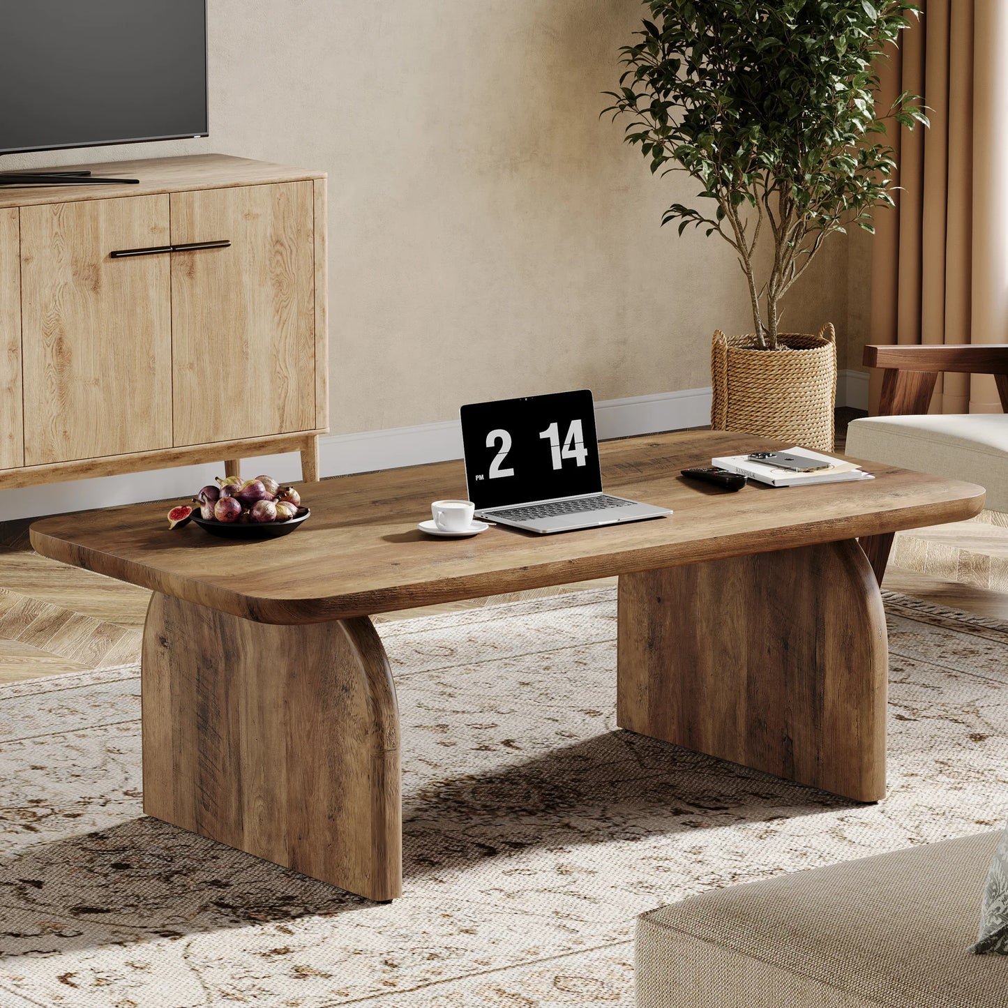 Tribesigns Farmhouse Rectangular Engineered Wood Coffee Table