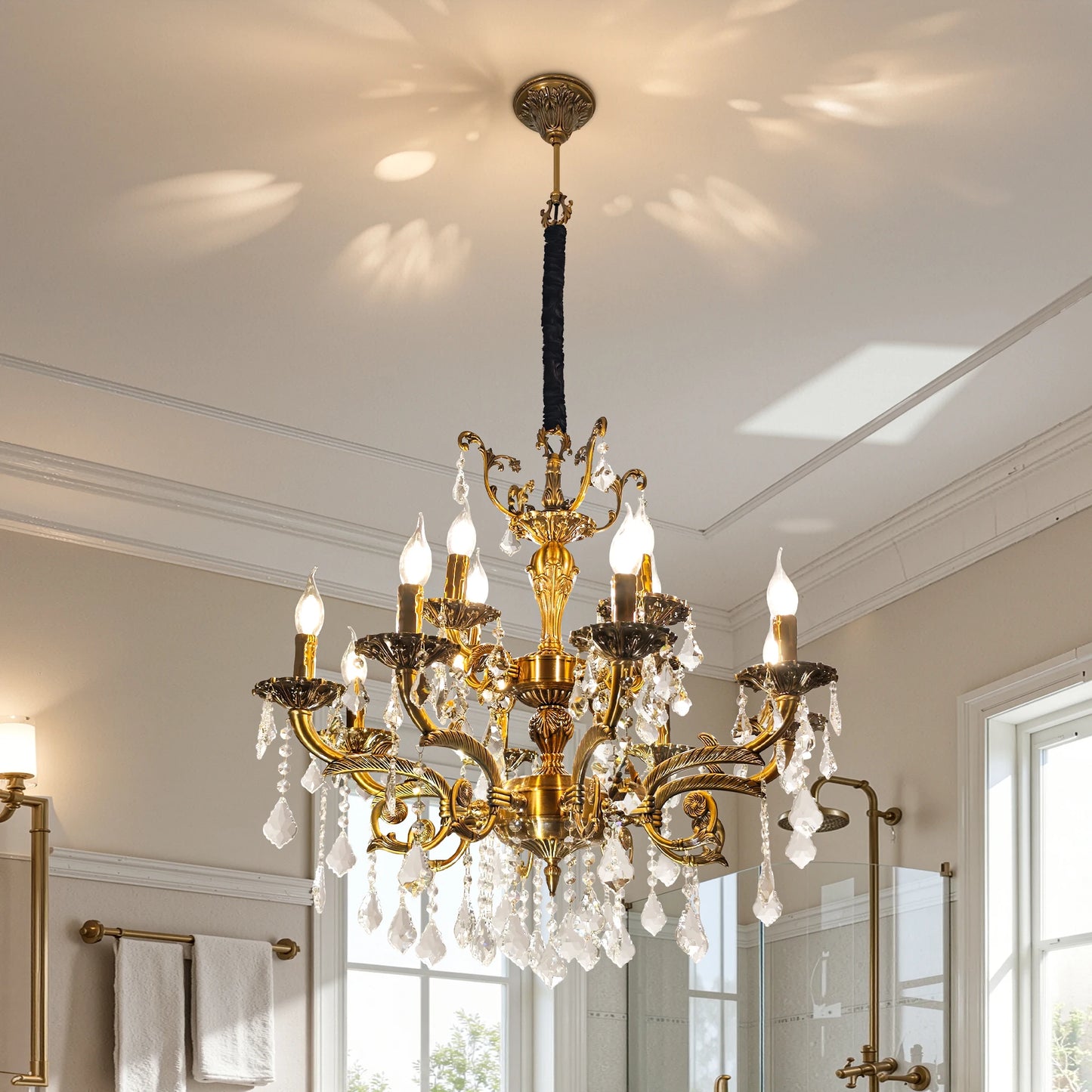 Vintage Polished Crystal Chandelier Pendant Ceiling Light Fixture