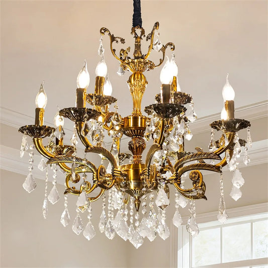 Vintage Polished Crystal Chandelier Pendant Ceiling Light Fixture