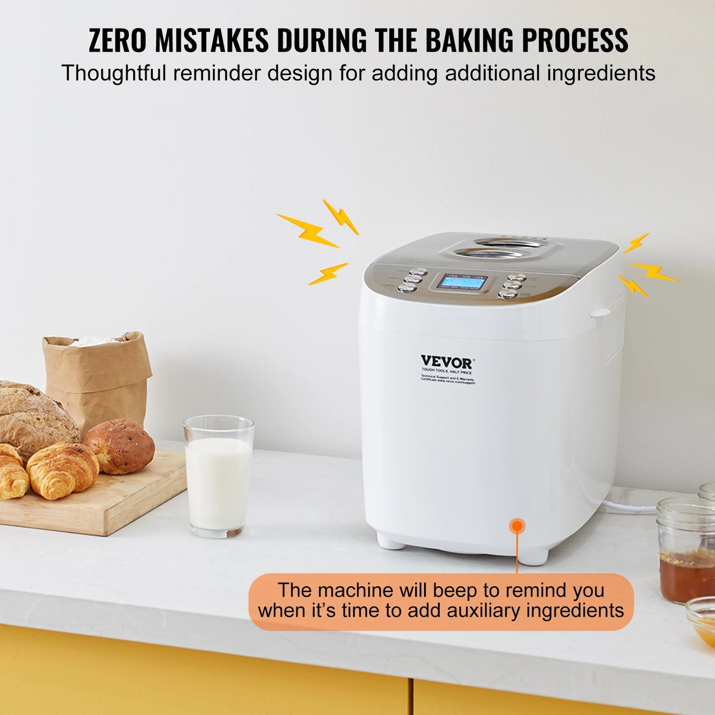 SucceBuy Automatic Bread Maker Featuring Ceramic Pan With 15 Functions